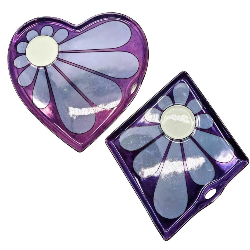 Flower Power Art Deco Atlas China Czechoslovakia Decorative Dish Pair Boho Retro